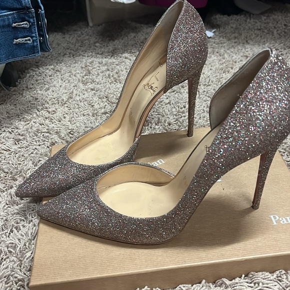 Christian Louboutin size 41.5 Iriza 100mm Glitter Stilettos - worn only once. - Picture 1 of 10